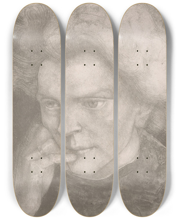 Triptych art skateboard deck of Richard Nicolas Roland Holst Portret Van Een Onbekende Vrouw_2 by Richard Nicolaus Roland Holst (1868-1938)