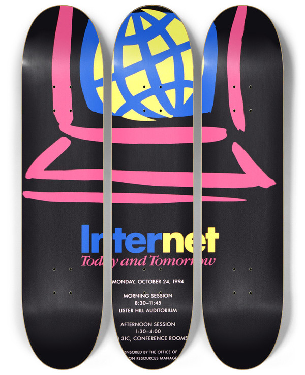 Triptych art skateboard deck of National Institutes Of Health Internet Today And Tomorrow by National Institutes Of Health (1887)