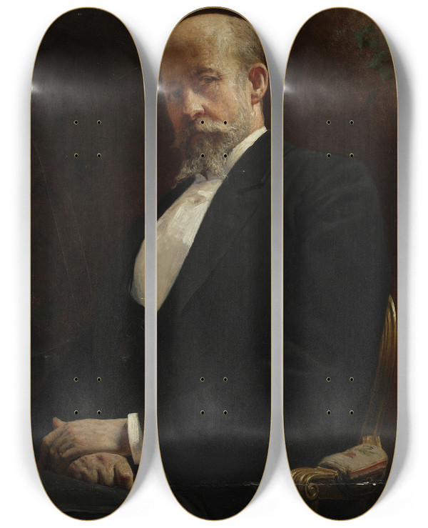Triptych art skateboard deck of Karol Miller Portrait Of Teodor Rygier Sculptor by Karol Miller (1835-1920)