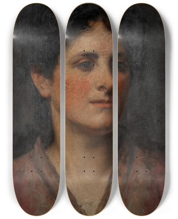 Triptych art skateboard deck of James Jebusa Shannon Portrait Of An Elderly Woman by James Jebusa Shannon (1862-1923)