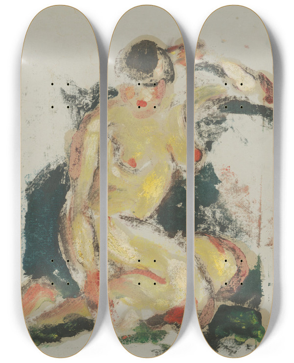 Triptych art skateboard deck of Zolo Palugyay Sediaca Ena by Zolo Palugyay (1898-1935)