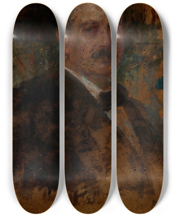 Triptych art skateboard deck of Olga Boznanska Portrait Of An American by Olga Boznanska (1865-1940)