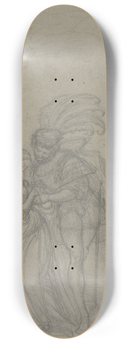 Ferdinand Fellner - Faust und Gretchen, im Hintergrund Marthe und Mephisto 8.25 inch art skate deck