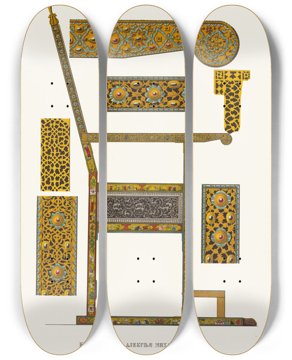 Triptych art skateboard deck of Fedor Grigoryevich Solntsev Kresly Tsaria Alekseia Mikhailovicha Izobrazhenie 2 by Fedor Grigoryevich Solntsev (1801-1892)