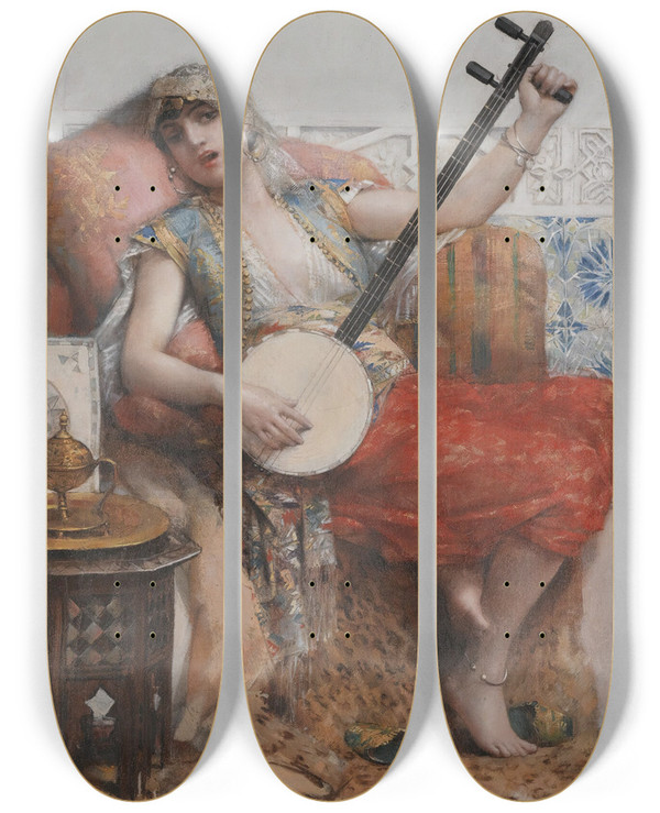 Triptych art skateboard deck of Lon Franois Comerre Odalisque_2 by Leon Francois Comerre (1850-1916)