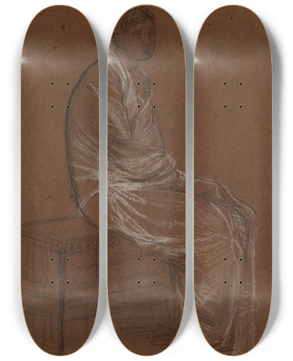 Triptych art skateboard deck of James Abbott Mcneill Whistler Greek Girl by James Abbott Mcneill Whistler (1834-1903)