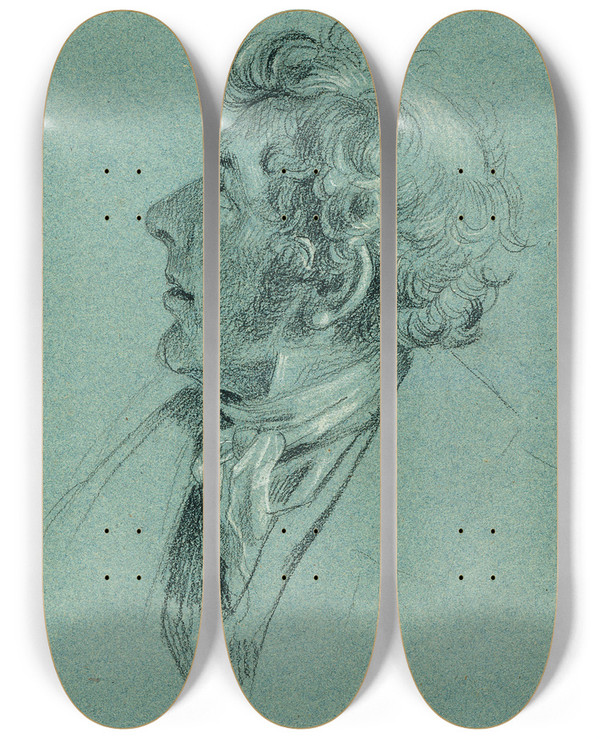 Triptych art skateboard deck of Johann Peter Krafft Kopfstudie Zu Rckkehr Des Kaisers Franz Aus Pressburg_1 by Johann Peter Krafft (1780-1856)