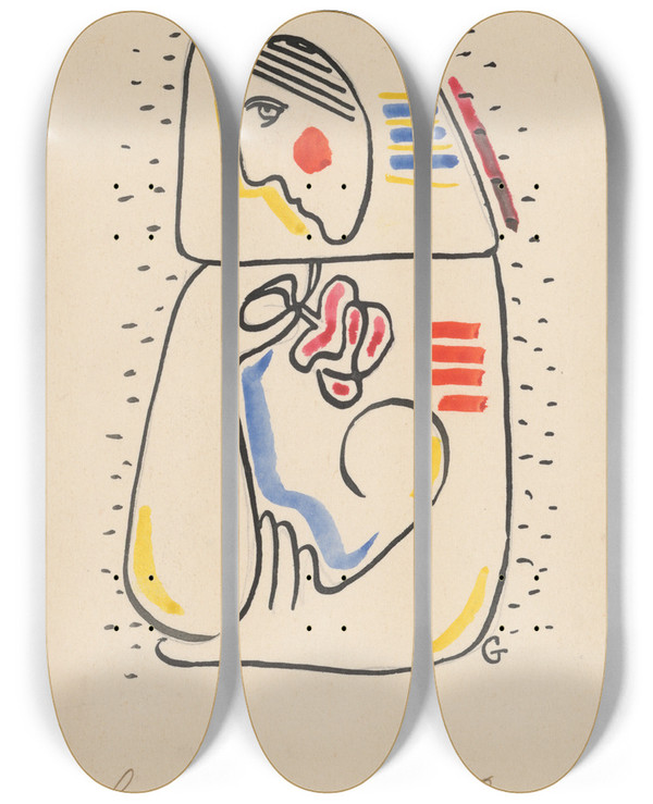Triptych art skateboard deck of Mikul Galanda Matka_1 by Mikulas Galanda (1895-1938)