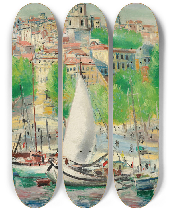 Triptych art skateboard deck of Mose Kisling Marseille by Moise Kisling (1891-1953)