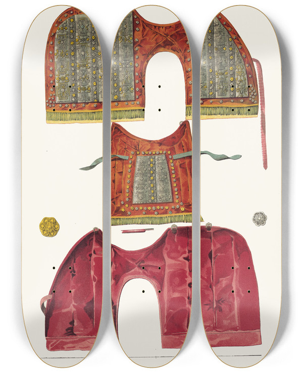 Triptych art skateboard deck of Fedor Grigoryevich Solntsev Chaldar Ii by Fedor Grigoryevich Solntsev (1801-1892)