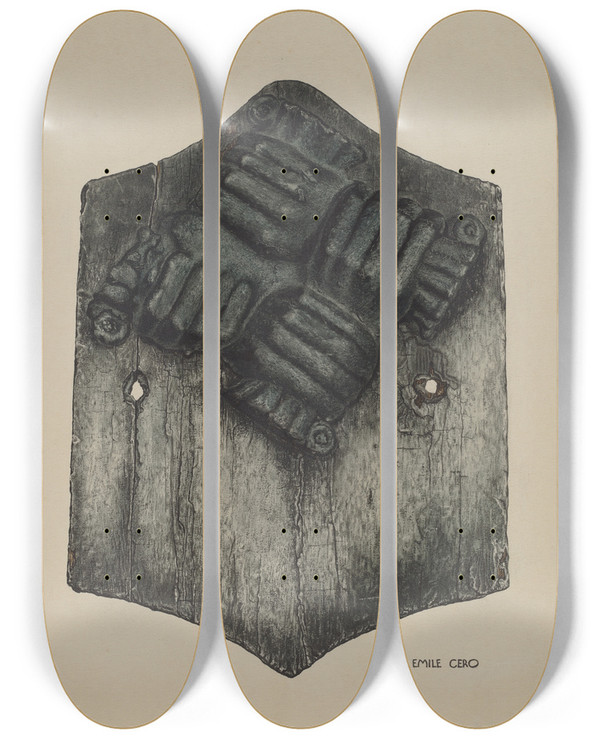 Triptych art skateboard deck of Emile Cero Firemark_2 by Emile Cero