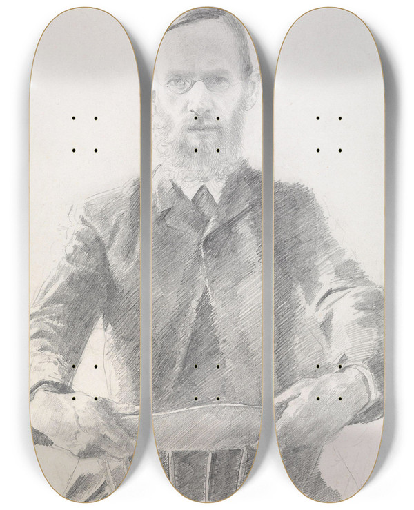 Triptych art skateboard deck of Christian Krohg Erik Werenskiold by Christian Krohg (1852-1925)