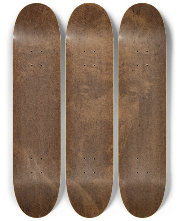 Triptych art skateboard deck of Charles Mertens Portrait Of A Man_1 by Charles Mertens (1865-1919)