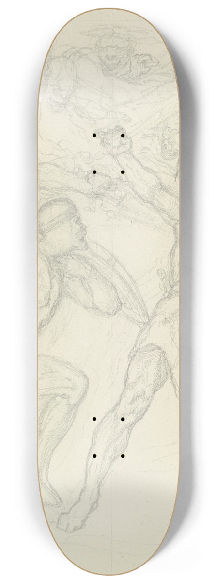 Ferdinand Fellner - Zwei kmpfende Krieger (Macbeth und Macduff) 8.25 inch art skate deck