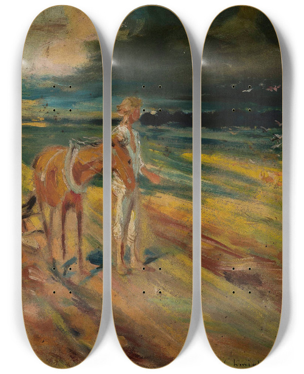 Triptych art skateboard deck of Adam Chmielowski Black Clouds Section Of The Triptych Disaster Sketch by Adam Chmielowski (1845-1916)