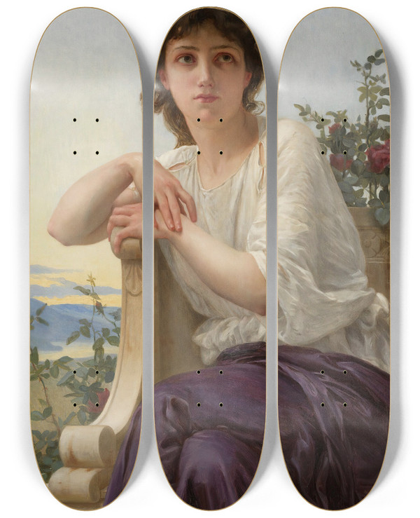 Triptych art skateboard deck of Guillaume Seignac Contemplation by Guillaume Seignac (1870-1924)