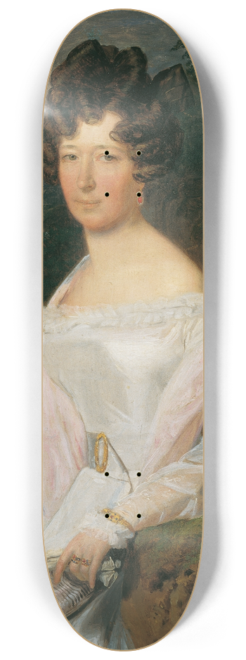 Ferdinand Georg Waldmller - Dame in weiem Kleid vor einer Wienerwaldlandschaft 8.25 inch art skate deck