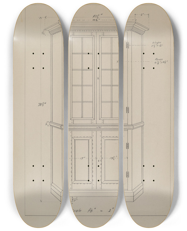 Triptych art skateboard deck of George Fairbanks Corner Cupboard_2 by George Fairbanks