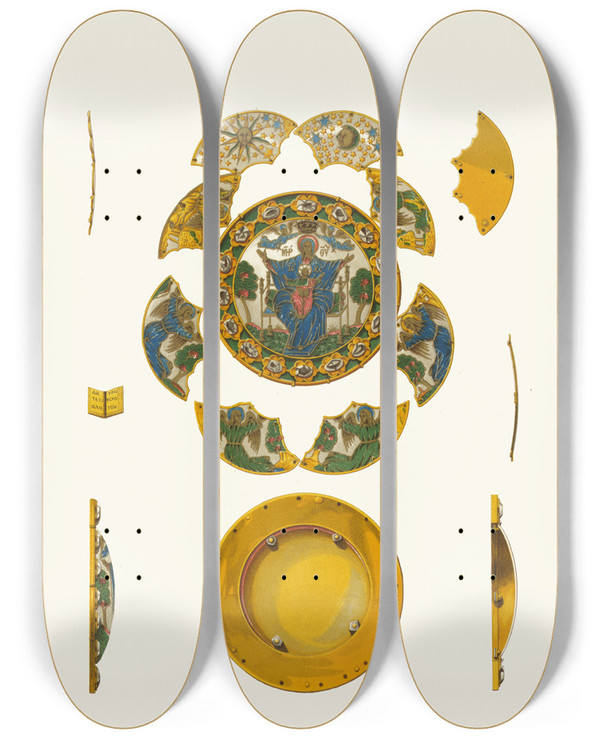 Triptych art skateboard deck of Fedor Grigoryevich Solntsev Barmy Grecheskago Dela Izobrazhenie 2 by Fedor Grigoryevich Solntsev (1801-1892)