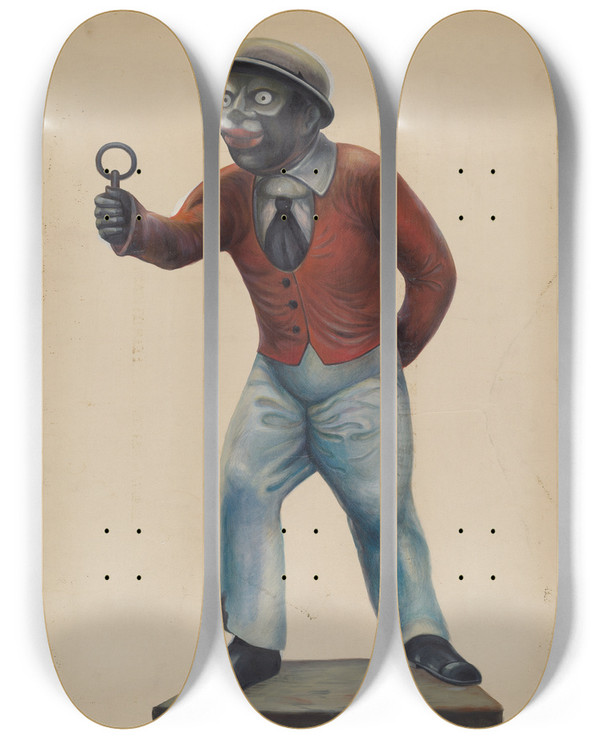 Triptych art skateboard deck of Walter Hochstrasser Hitching Post_1 by Walter Hochstrasser (20-)