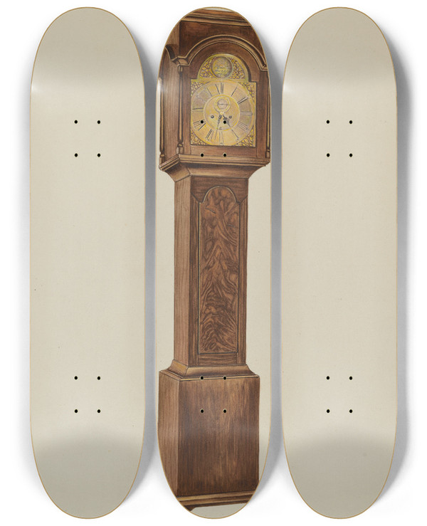 Triptych art skateboard deck of Ernest A Towers Jr Grandfather Clock_1 by Ernest A Towers Jr (20-)