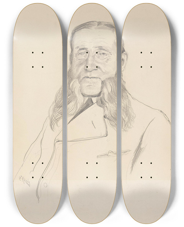Triptych art skateboard deck of Christian Krohg Los Rask by Christian Krohg (1852-1925)