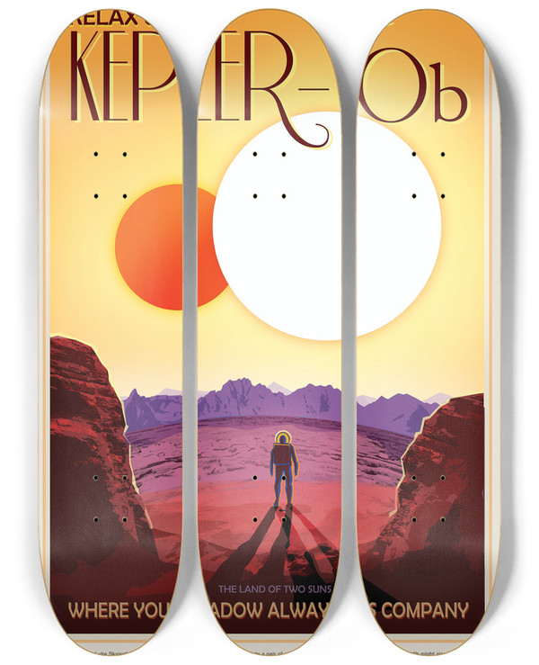 Triptych art skateboard deck of Nasa Kepler16B by NASA (1958)
