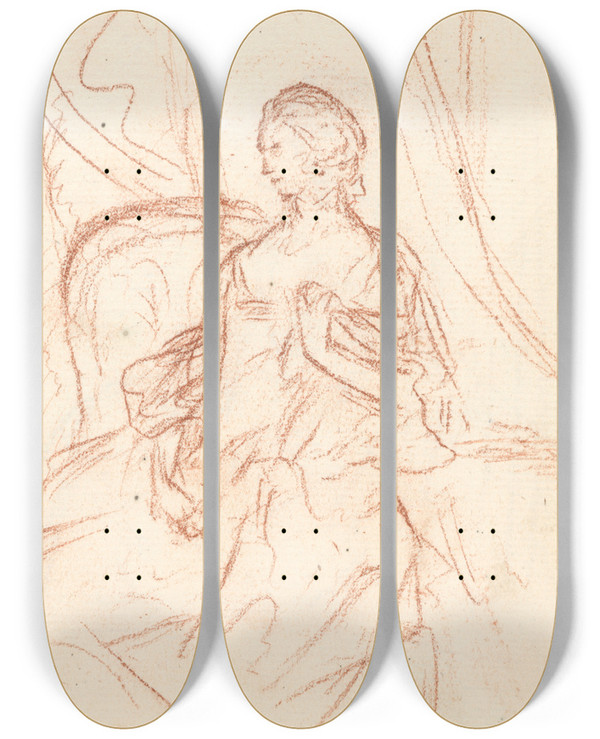 Triptych art skateboard deck of Benjamin West Sketch_3 by Benjamin West (1738-1820)