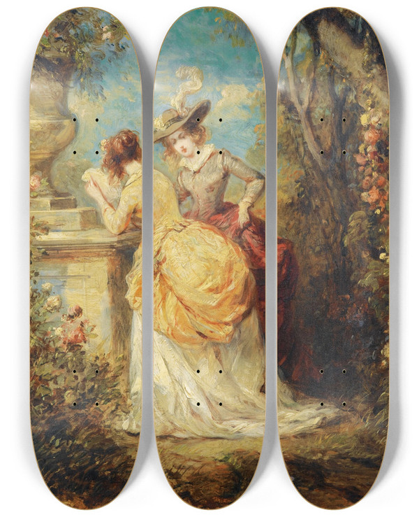 Triptych art skateboard deck of Eugne Isabey La Lettre by Eugene Isabey (1803-1886)