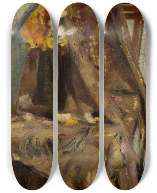Triptych art skateboard deck of Witold Wojtkiewicz Still Life by Witold Wojtkiewicz (1879-1909)