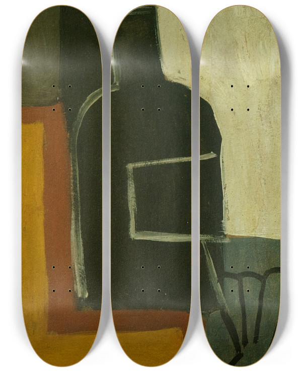 Triptych art skateboard deck of Joaqun Torresgarca Pintura_2 by Joaqun Torres-Garca (1874-1949)