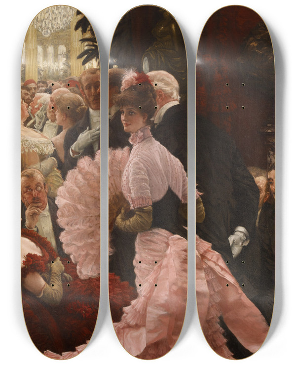 Triptych art skateboard deck of James Tissot Lambitieuse Political Woman by James Tissot (1836-1902)
