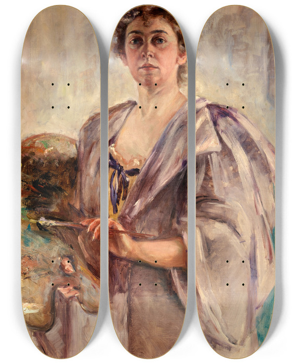 Triptych art skateboard deck of Alice Pike Barney Self Portrait In Painting Robe by Alice Pike Barney (1857-1931)