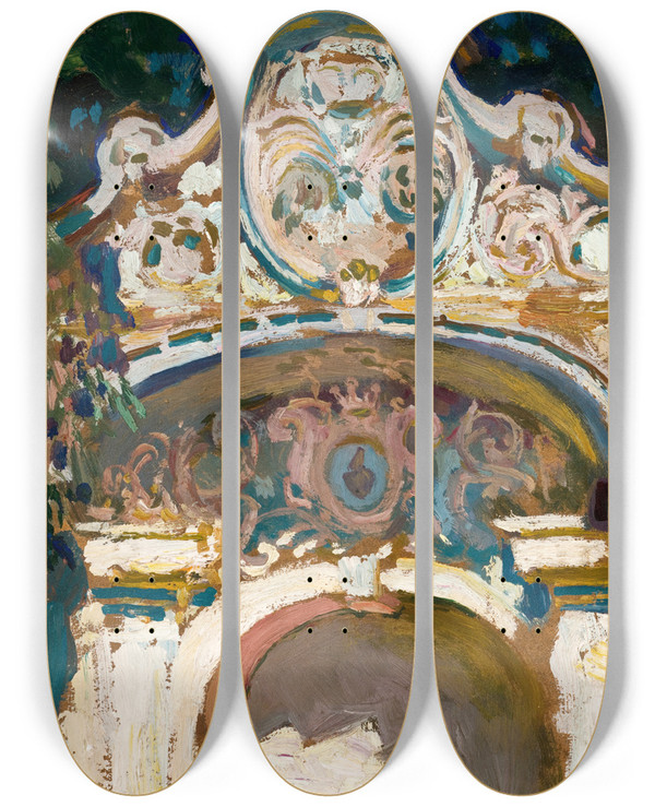 Triptych art skateboard deck of Jan Stanislawski The Vasas Gate In Kyiv by Jan Stanislawski (1860-1907)