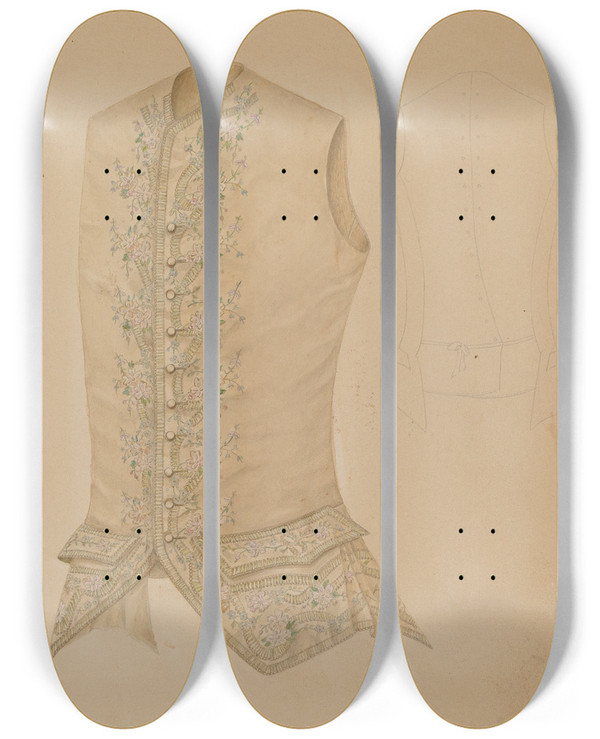 Triptych art skateboard deck of Margaret Concha Waistcoat_1 by Margaret Concha