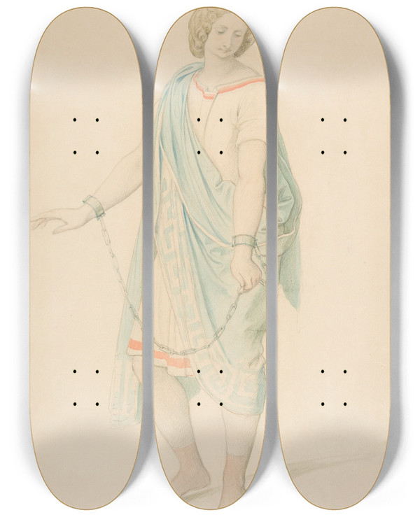 Triptych art skateboard deck of Moritz Von Schwind The Soprano Karoline Hetzenecker In The Role Of Sesto In La Clemenza Di Tito By Wa Mozart by Moritz Von Schwind (1804-1871)
