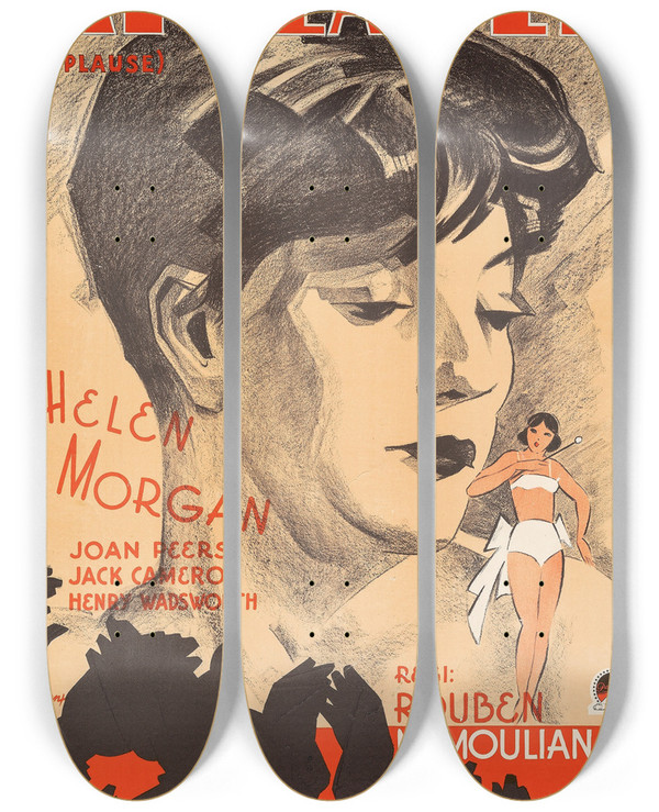 Triptych art skateboard deck of Eric Rohman Applause by Eric Rohman (1891-1949)