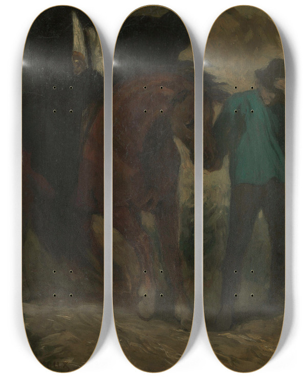Triptych art skateboard deck of Charles De Groux Viaticum by Charles de Groux (1825-1870)