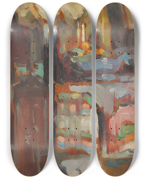 Triptych art skateboard deck of Maria Yakunchikova Study by Maria Yakunchikova (1870-1902)