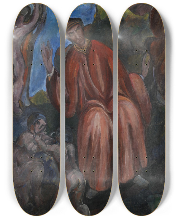 Triptych art skateboard deck of Ja Jerichau Dante Prophets Opus I by J.A. Jerichau (1816-1883)