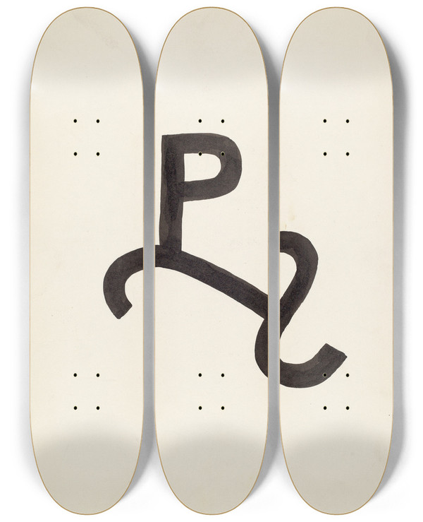 Triptych art skateboard deck of J Henry Marley Cattle Brand_22 by J Henry Marley