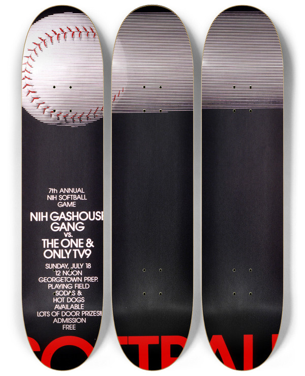 Triptych art skateboard deck of National Institutes Of Health Softball_2 by National Institutes Of Health (1887)