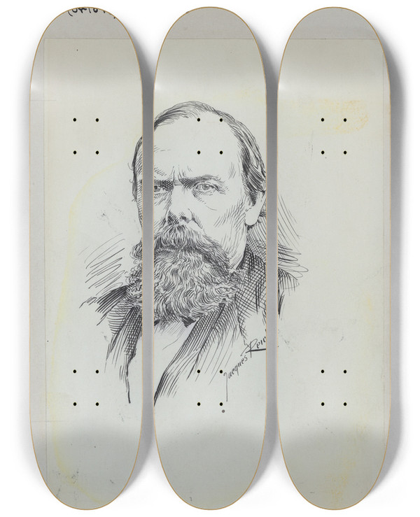 Triptych art skateboard deck of Jacques Reich Oliver P Morton by Jacques Reich (1852-1923)