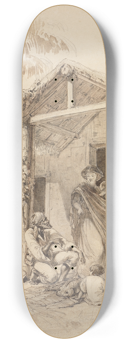 Ferdinand Keller - Eingeborenenhtte in Brasilien 8.25 inch art skate deck