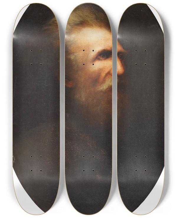 Triptych art skateboard deck of Karl Wilhelm Diefenbach Selbstbildnis by Karl Wilhelm Diefenbach (1851-1913)