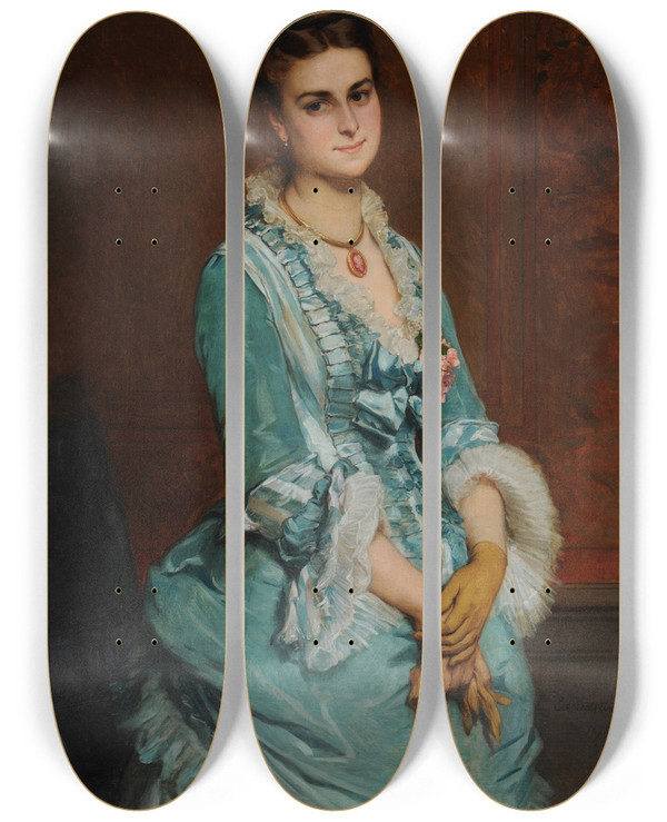 Triptych art skateboard deck of Douardlouis Dubufe Madame Louis Pommery by Edouard Louis Dubufe (1819-1820-1883)