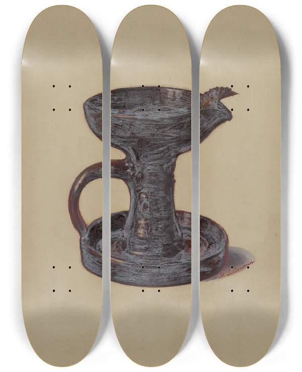 Triptych art skateboard deck of Max Soltmann Lard Lamp by Max Soltmann