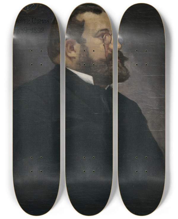 Triptych art skateboard deck of Jozef Hanula Viliam Scholtz by Jozef Hanula (1863-1944)