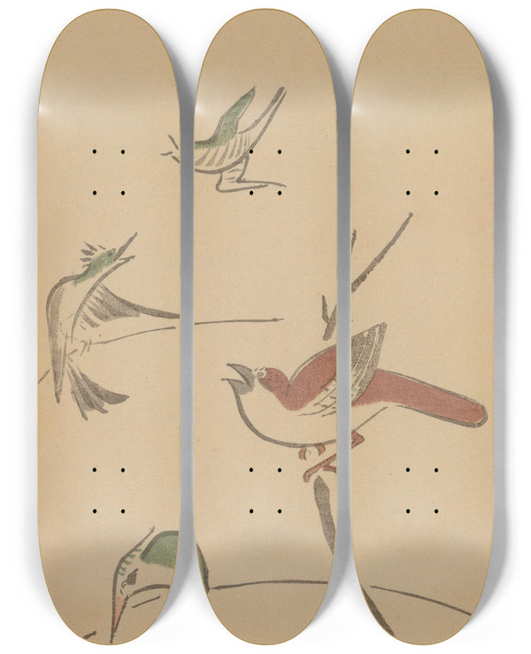 Triptych art skateboard deck of Masayoshi Kitao Choju Ryakugashiki Pl27 by Kitao Masayoshi (1764-1824)