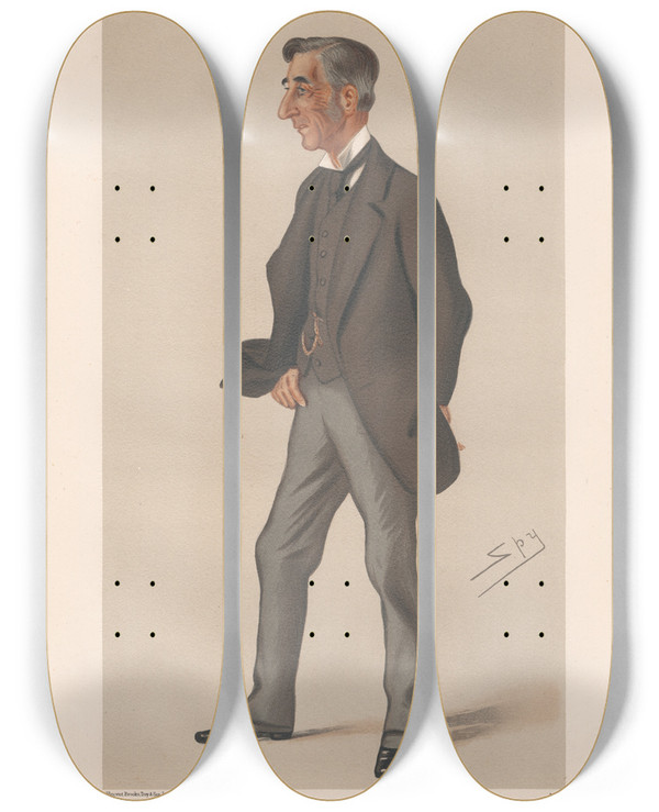 Triptych art skateboard deck of Leslie Matthew Ward Ambassador To The Porte The Rt Hon Sir Henry George Elliot 17 March 1877 by Leslie Matthew Ward (1851-1922)